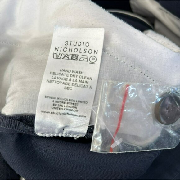 Studio Nicholson Men's Navy Blue Voli Double Cotton Oversized Cropped Pants XL - Picture 4 of 5